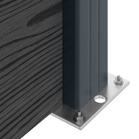 Panel ogrodzeniowy 4 pcs WPC i aluminium Czarny