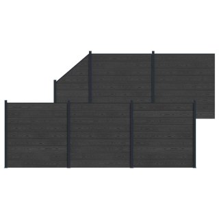 Panel ogrodzeniowy 6 pcs WPC i aluminium Czarny