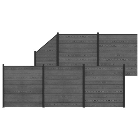 Panel ogrodzeniowy 6 pcs WPC i aluminium Szary