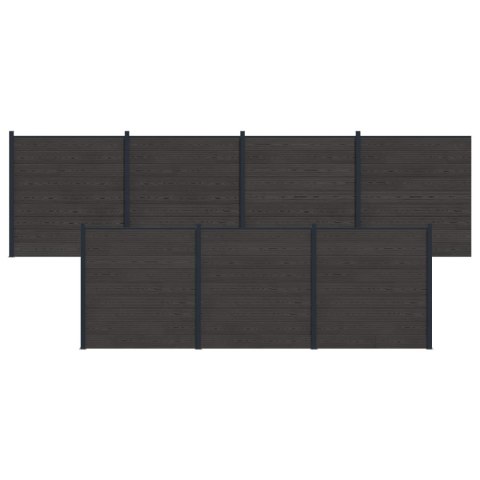 Panel ogrodzeniowy 7 pcs WPC i aluminium Czarny