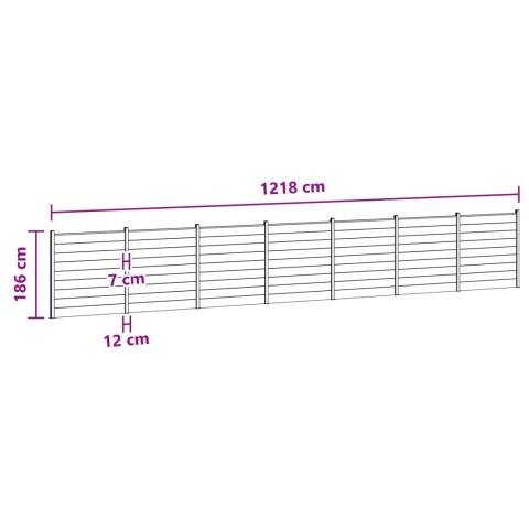 Panel ogrodzeniowy 7 pcs WPC i aluminium Czarny