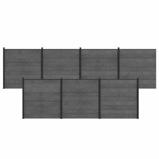 Panel ogrodzeniowy 7 pcs WPC i aluminium Szary