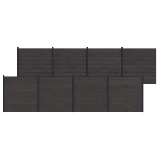 Panel ogrodzeniowy 8 pcs WPC i aluminium Czarny