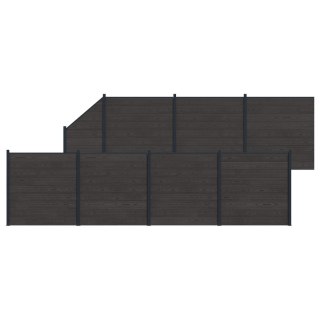 Panel ogrodzeniowy 8 pcs WPC i aluminium Czarny