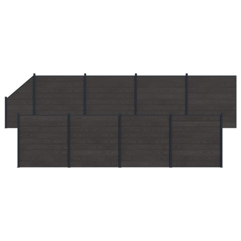 Panel ogrodzeniowy 9 pcs WPC i aluminium Czarny
