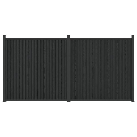 Panel ogrodzeniowy 2 pcs WPC i aluminium Czarny