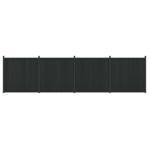 Panel ogrodzeniowy 4 pcs WPC i aluminium Czarny