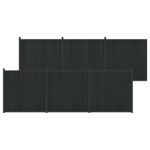 Panel ogrodzeniowy 6 pcs WPC i aluminium Czarny