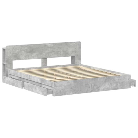 Rama łóżka z przechowywaniem Betonowy szary 200 x 200 cm