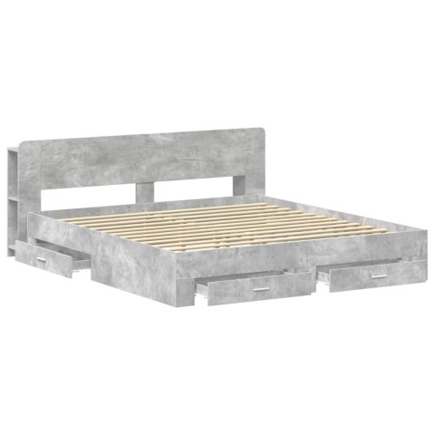 Rama łóżka z przechowywaniem Betonowy szary 200 x 200 cm