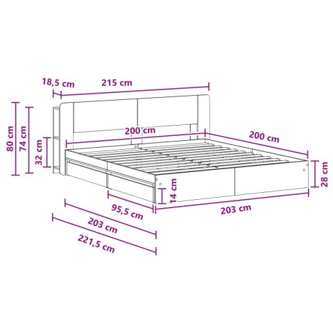 Rama łóżka z przechowywaniem z szufladą Czarny 200 x 200 cm
