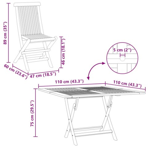 Zestaw Bistro Ogrodowego 3 pcs Brązowy Drewno Teakowe