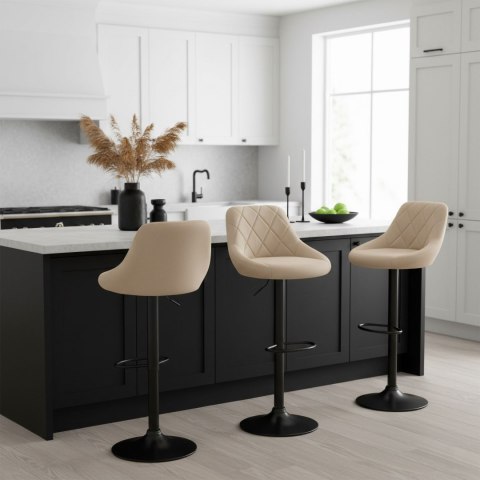 Krzesło barowe CYDRO BLACK welurowe beżowe VELVET