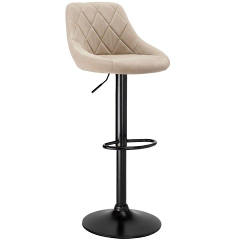 Krzesło barowe CYDRO BLACK welurowe beżowe VELVET