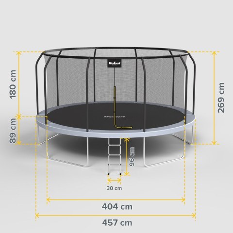 REBEL ACTIVE TRAMPOLINA PRO 15FT/457CM, SIATKA, DRABINKA RBA-8005