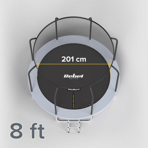 REBEL ACTIVE TRAMPOLINA PRO 8FT/244CM, SIATKA, DRABINKA RBA-8001