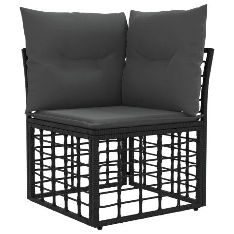 Zestaw sof na zewnątrz z poduszką 7 pcs Czarny Poliester