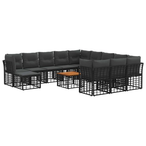 Zestaw sof na zewnątrz 13 pcs Czarny i Ciemnoszary Poliester