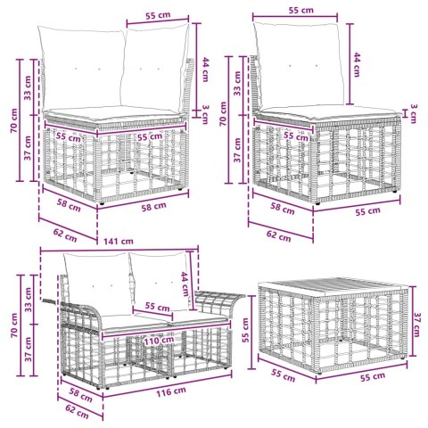 Zestaw sof na zewnątrz 12 pcs Naturalny i Kremowy Biały