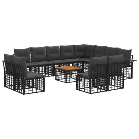 Zestaw sof na zewnątrz 13 pcs Czarny i Ciemnoszary Poliester