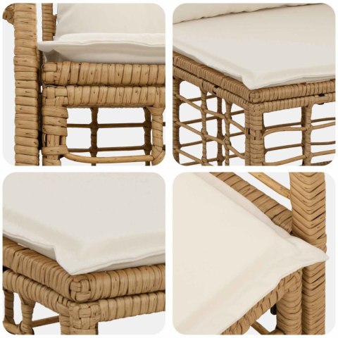 Zestaw sof na zewnątrz 9 pcs Naturalny i Kremowy Biały