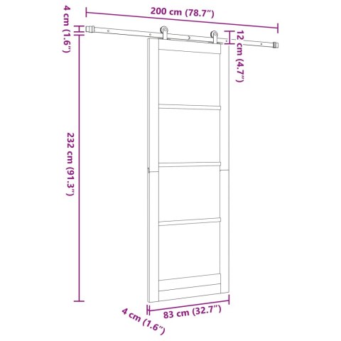 Drzwi przesuwne Biały 83 x 232 cm Lite drewno sosnowe