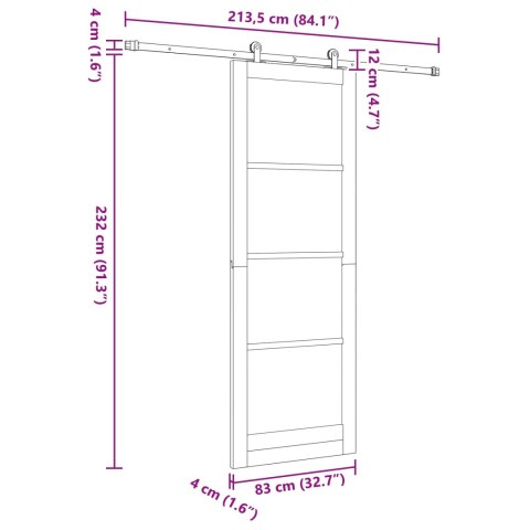 Drzwi przesuwne ORKDAL Biały 83 x 232 cm Lite drewno sosnowe