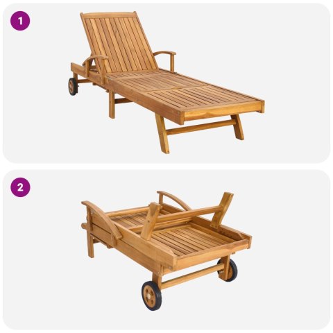 Leżak 100% Poliester, solidny teak