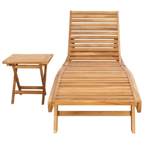 Leżak 2 pcs brązowy Lite drewno teakowe