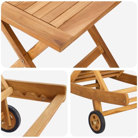Leżak 2 pcs brązowy Lite drewno teakowe