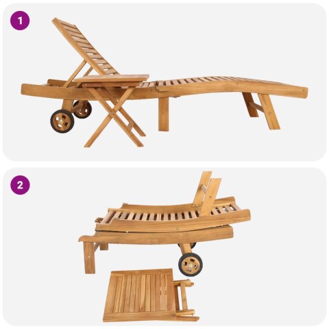 Leżak 2 pcs brązowy Lite drewno teakowe