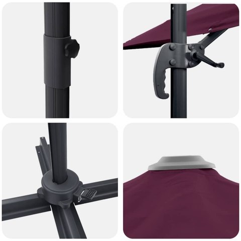 Parasol Roma Czerwony 286 x 284 x 265 cm Aluminium i Poliester