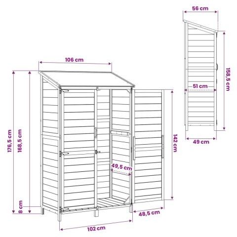 Shed ogrodowy Biały 106,5 x 56 x 176 cm Drewno inżynieryjne