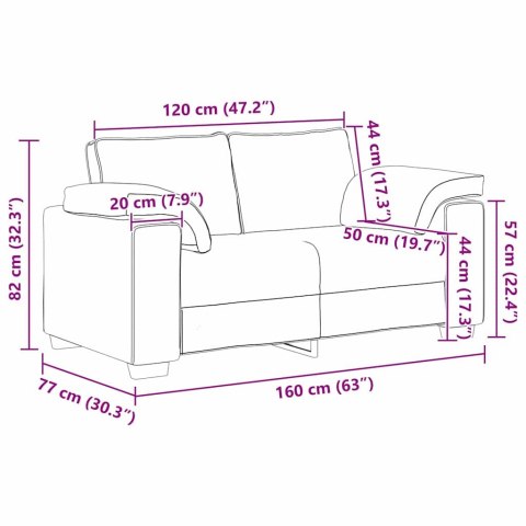Sofa dwuosobowa Szary chmur 160 cm tkanina