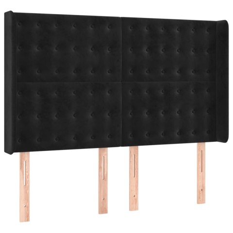 Łóżko kontynentalne z materacem i LED, czarny aksamit 140x200cm