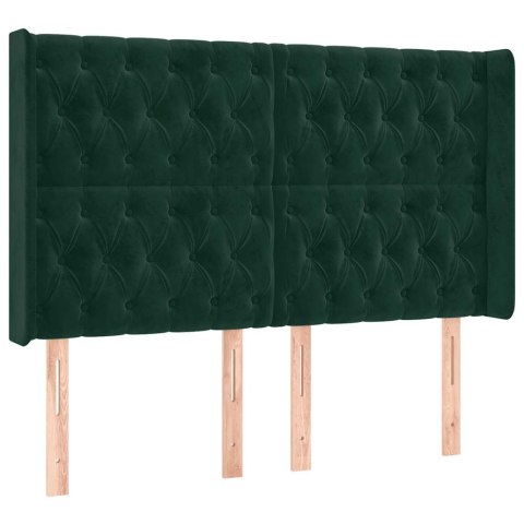 Łóżko kontynentalne z materacem i LED zielony aksamit 140x200cm