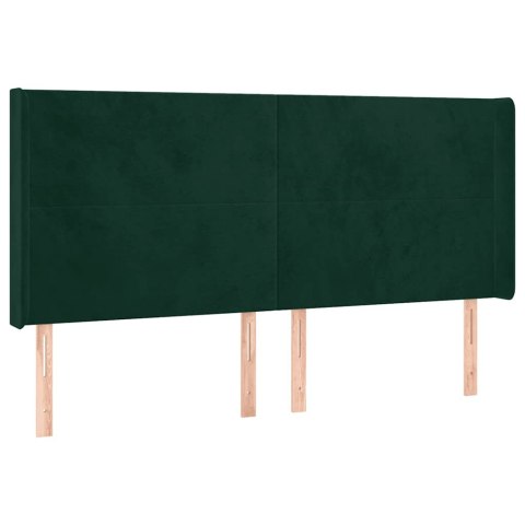 Łóżko kontynentalne z materacem i LED zielony aksamit 200x200cm
