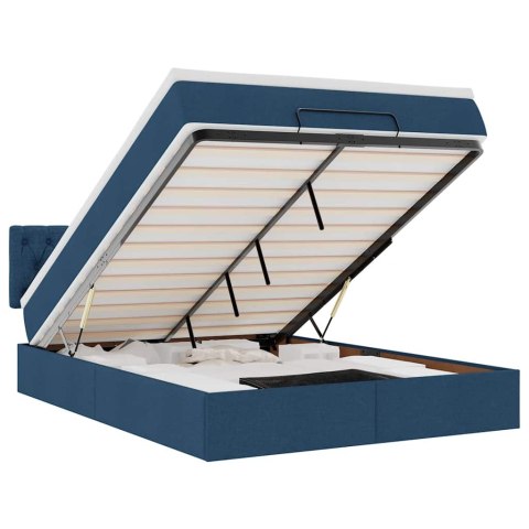 Łóżko Ottoman z materacem i diodami LED Niebieski 140x190 cm