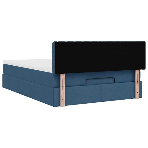 Łóżko Ottoman z materacem i diodami LED Niebieski 140x190 cm