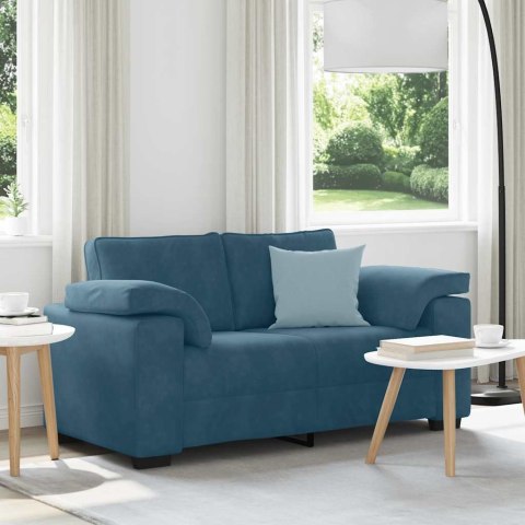 Sofa dwuosobowa, niebieska, 160x77x82 cm, aksamit