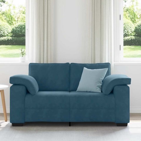 Sofa dwuosobowa, niebieska, 160x77x82 cm, aksamit