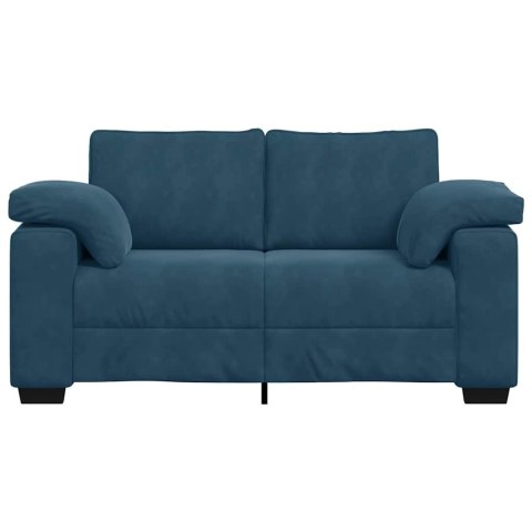 Sofa dwuosobowa, niebieska, 160x77x82 cm, aksamit