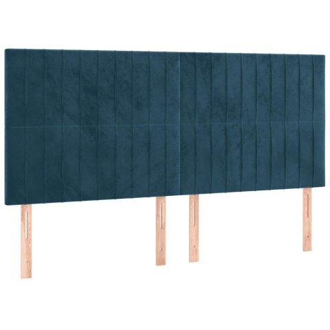 Łóżko kontynentalne z materacem, niebieskie, aksamit, 200x200cm