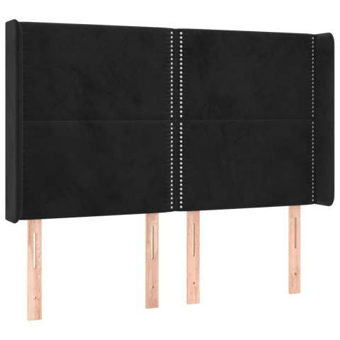 Łóżko kontynentalne z materacem i LED, czarny aksamit 140x190cm
