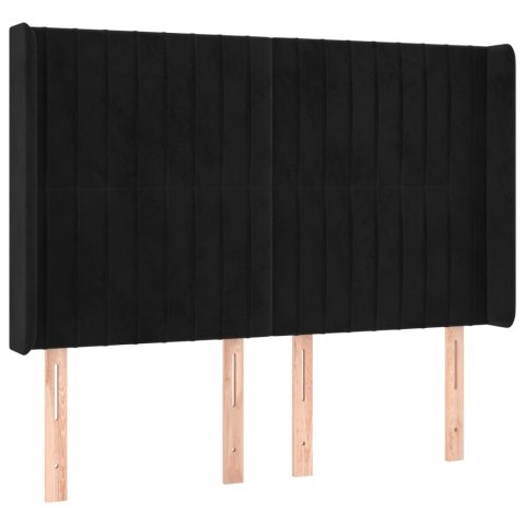 Łóżko kontynentalne z materacem i LED, czarny aksamit 140x200cm