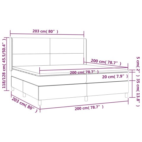Łóżko kontynentalne z materacem i LED, czarny aksamit 200x200cm