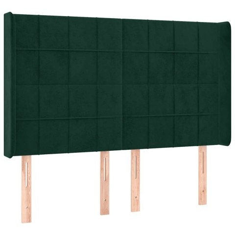 Łóżko kontynentalne z materacem i LED zielony aksamit 140x190cm
