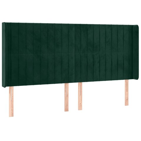 Łóżko kontynentalne z materacem i LED zielony aksamit 180x200cm