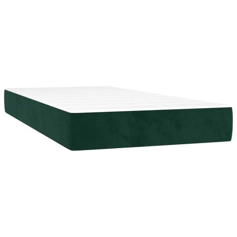 Łóżko kontynentalne z materacem i LED zielony aksamit 90x190 cm