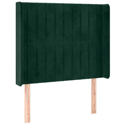 Łóżko kontynentalne z materacem i LED zielony aksamit 90x190 cm